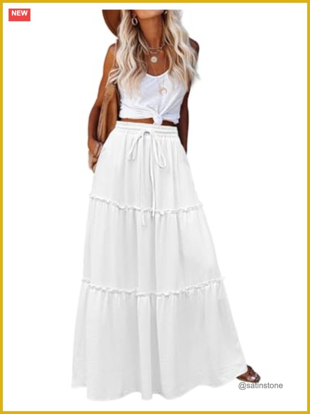 Zeagoo Womens High Waist Boho Maxi Skirt A-Line Flowy with Pockets